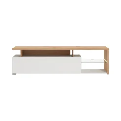 Mobile Porta tv Bianco Marrone Rovere Nodi Modulabile 5 Ripiani 40x185x47h cm, 3 Ante - Benton