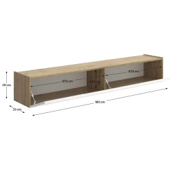 Mobile Porta tv Bianco Marrone Rovere Nodi un Ripiano 2 Ante 35x180x29h cm, 2 Vani - Bigfork