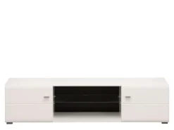 Mobile Porta tv Bianco Nero un Ripiano 2 Ante 170x41.5x41.5h cm, Ripiano in Vetro - Furci