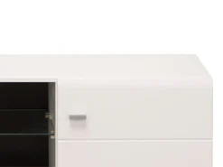 Mobile Porta tv Bianco Nero un Ripiano 2 Ante 170x41.5x41.5h cm, Ripiano in Vetro - Furci