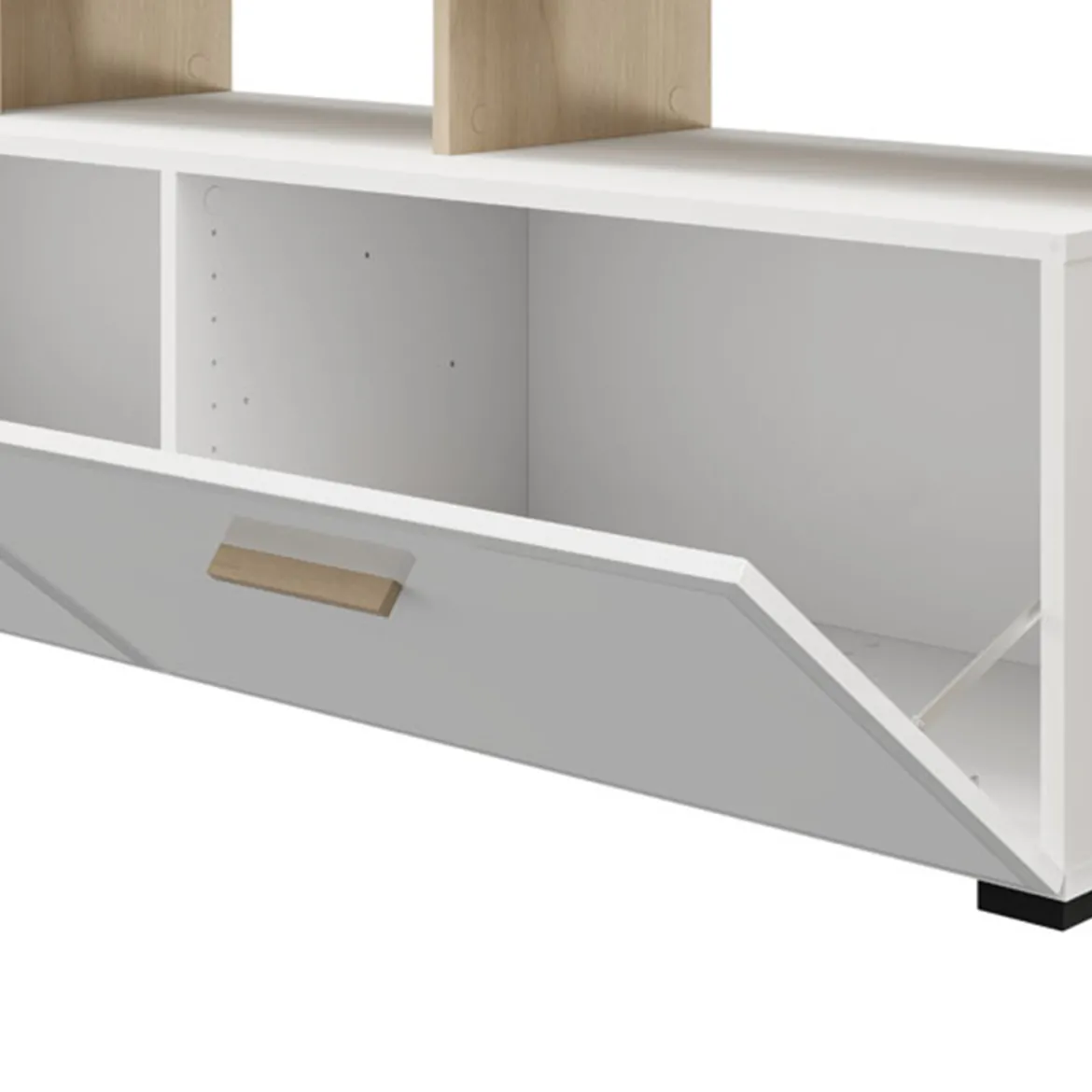 Mobile Porta tv Bianco Opaco Marrone Rovere 5 Ripiani 2 Ante 189x42x61h cm, con Piedini - Casola