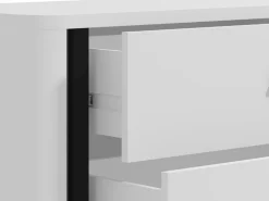 Mobile Porta tv Bianco Opaco Nero 4 Cassetti un Ripiano 176.5x40x52h cm, Apertura Scorrevole - Terenzo