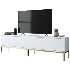 Mobile Porta tv Bianco oro Cassetti un Ripiano 180x30x47h cm, 2 Ante - Espero