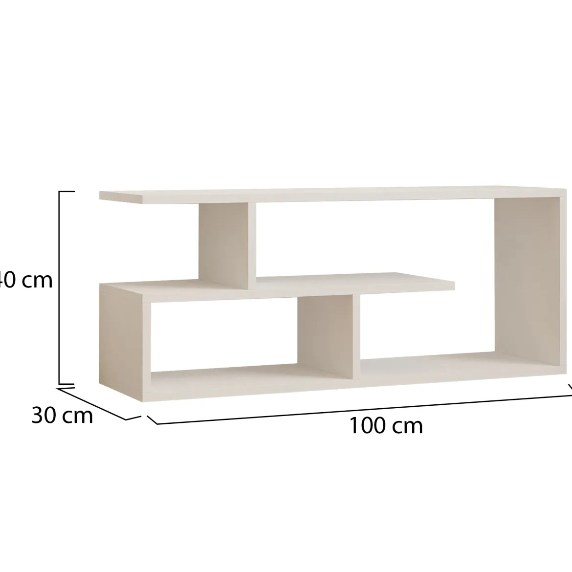 Mobile Porta tv Bianco 2 Ripiani 4 Vani 100x30x40h cm, Peso Supportato 40 kg - Foglizzo