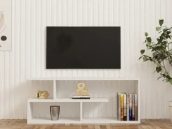 Mobile Porta tv Bianco 2 Ripiani 4 Vani 100x30x40h cm, Peso Supportato 40 kg - Foglizzo