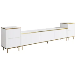 Mobile Porta tv Bianco 2 Ripiani Apertura Battente 120x30x75h cm, 4 Ante - Cerva