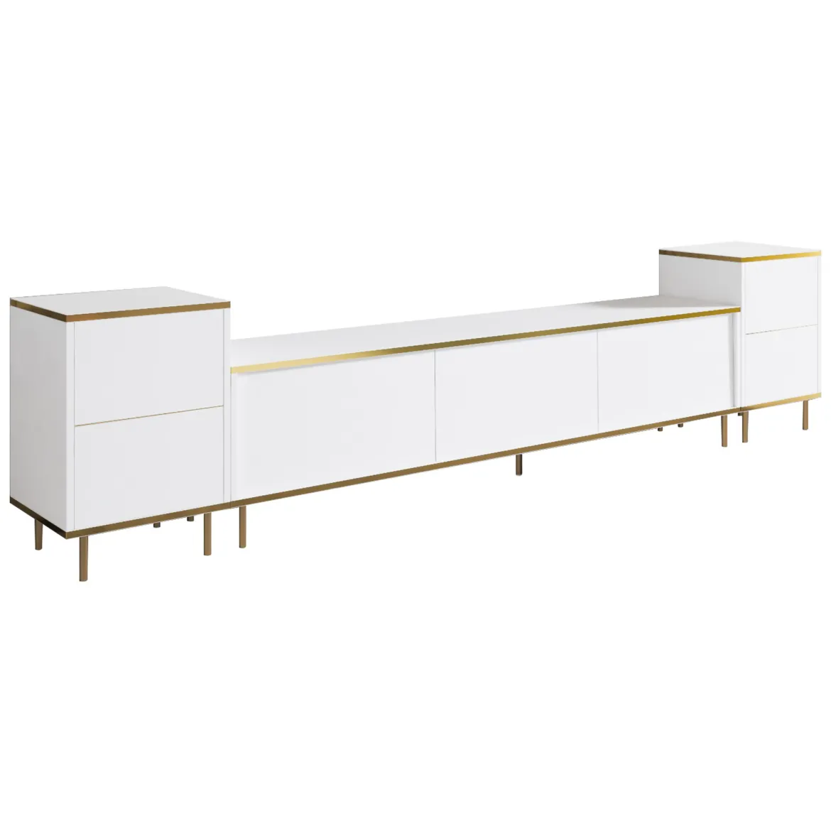Mobile Porta tv Bianco 2 Ripiani Apertura Battente 120x30x75h cm, 4 Ante - Cerva