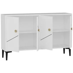 Mobile Porta tv Bianco 2 Ripiani Apertura Battente 120x30x75h cm, 4 Ante - Cerva