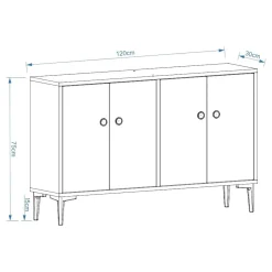 Mobile Porta tv Bianco 2 Ripiani Apertura a Ribalta 130x45x51h cm, Un'anta - Rinaldo