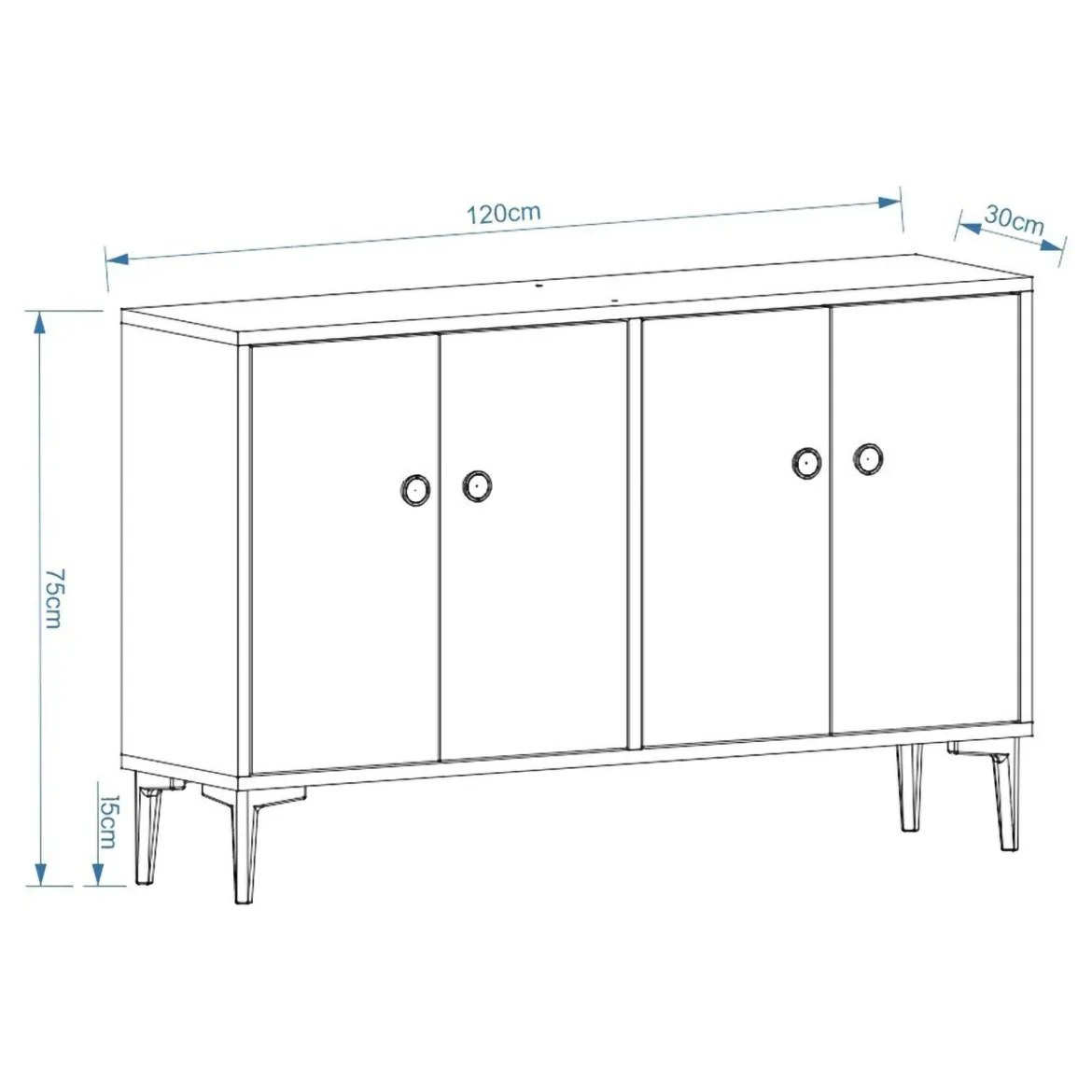 Mobile Porta tv Bianco 2 Ripiani Apertura a Ribalta 130x45x51h cm, Un'anta - Rinaldo