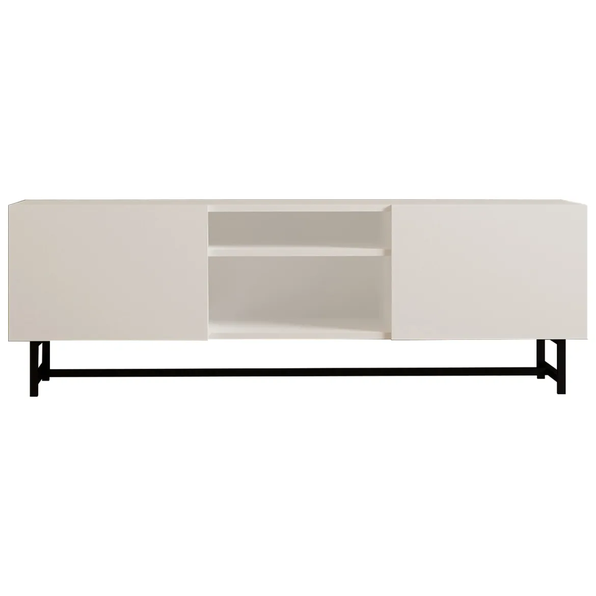 Mobile Porta tv Bianco 3 Ripiani Apertura Battente 150x37x50h cm, 2 Ante - Nicolao