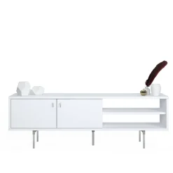 Mobile Porta tv Bianco un Ripiano 2 Ante 140x35x45h cm, 3 Vani