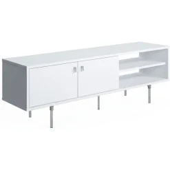 Mobile Porta tv Bianco un Ripiano 2 Ante 140x35x45h cm, 3 Vani