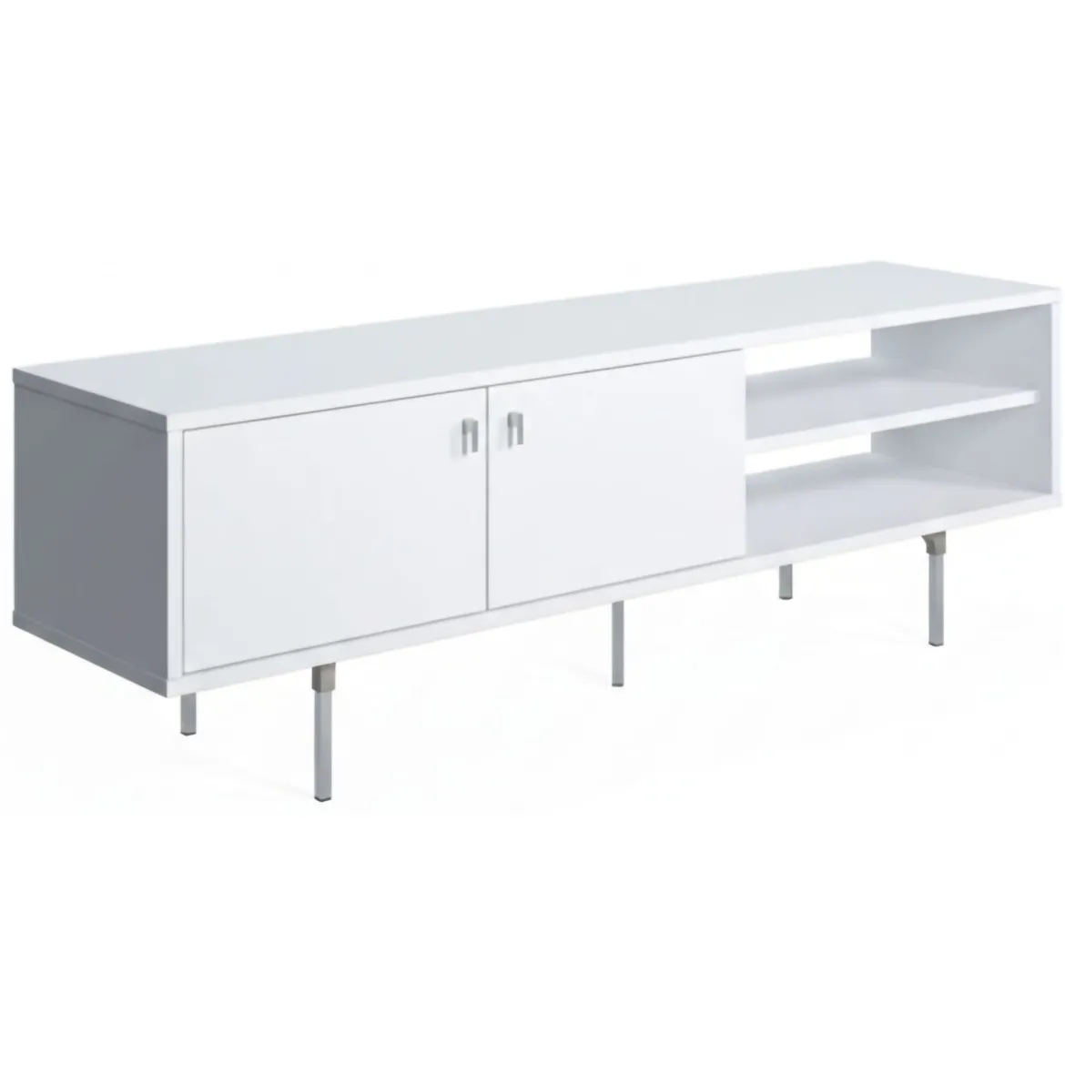 Mobile Porta tv Bianco un Ripiano 2 Ante 140x35x45h cm, 3 Vani