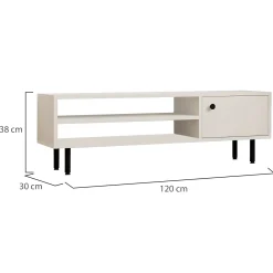 Mobile Porta tv Bianco un Ripiano Un'anta 42x180x42h cm, 2 Vani - Borger