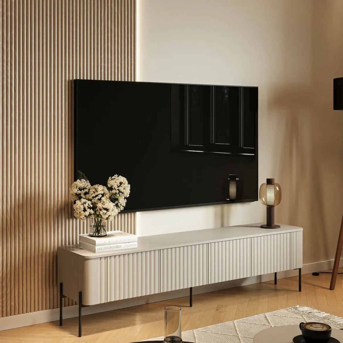 Mobile porta TV Brembana, 190x40 h50 cm, Beige