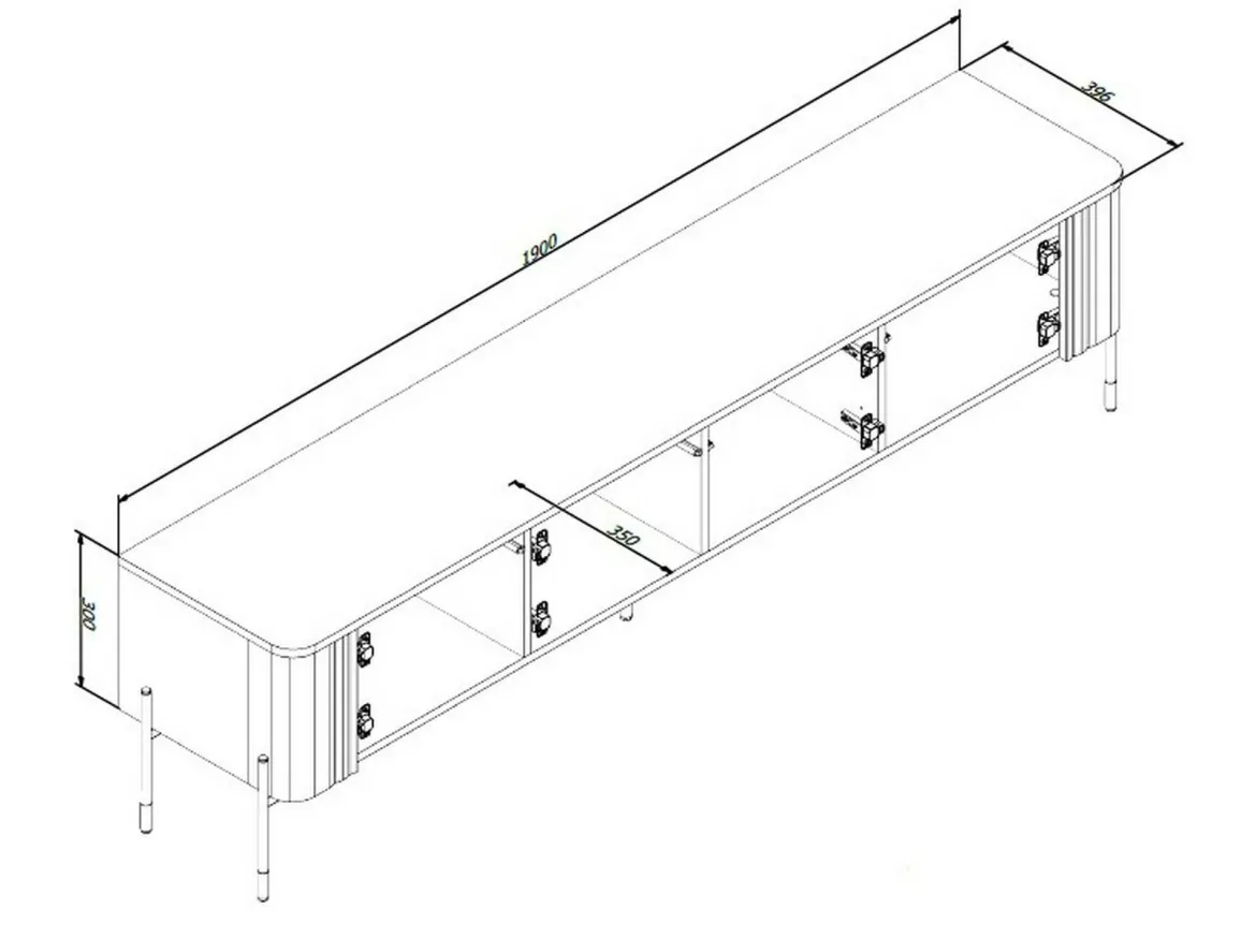 Mobile porta TV Brembana, 190x40 h50 cm, Bianco