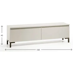 Mobile Porta tv Grigio Chiaro Nero un Ripiano 2 Ante 150x37x45h cm, con Piedini Made in Italy - Mimasato