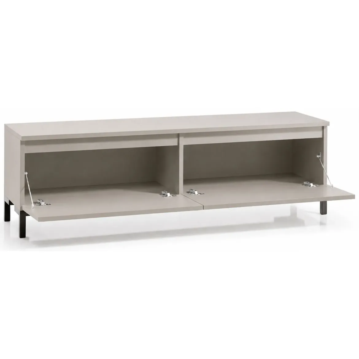Mobile Porta tv Grigio Chiaro Nero un Ripiano 2 Ante 150x37x45h cm, con Piedini Made in Italy - Mimasato