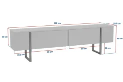 Mobile porta TV Lilith, 180x30 h50 cm, Beige e Oro
