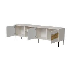 Mobile porta TV Luvinate, 190x40 h62 cm, Beige e Rovere Nodi