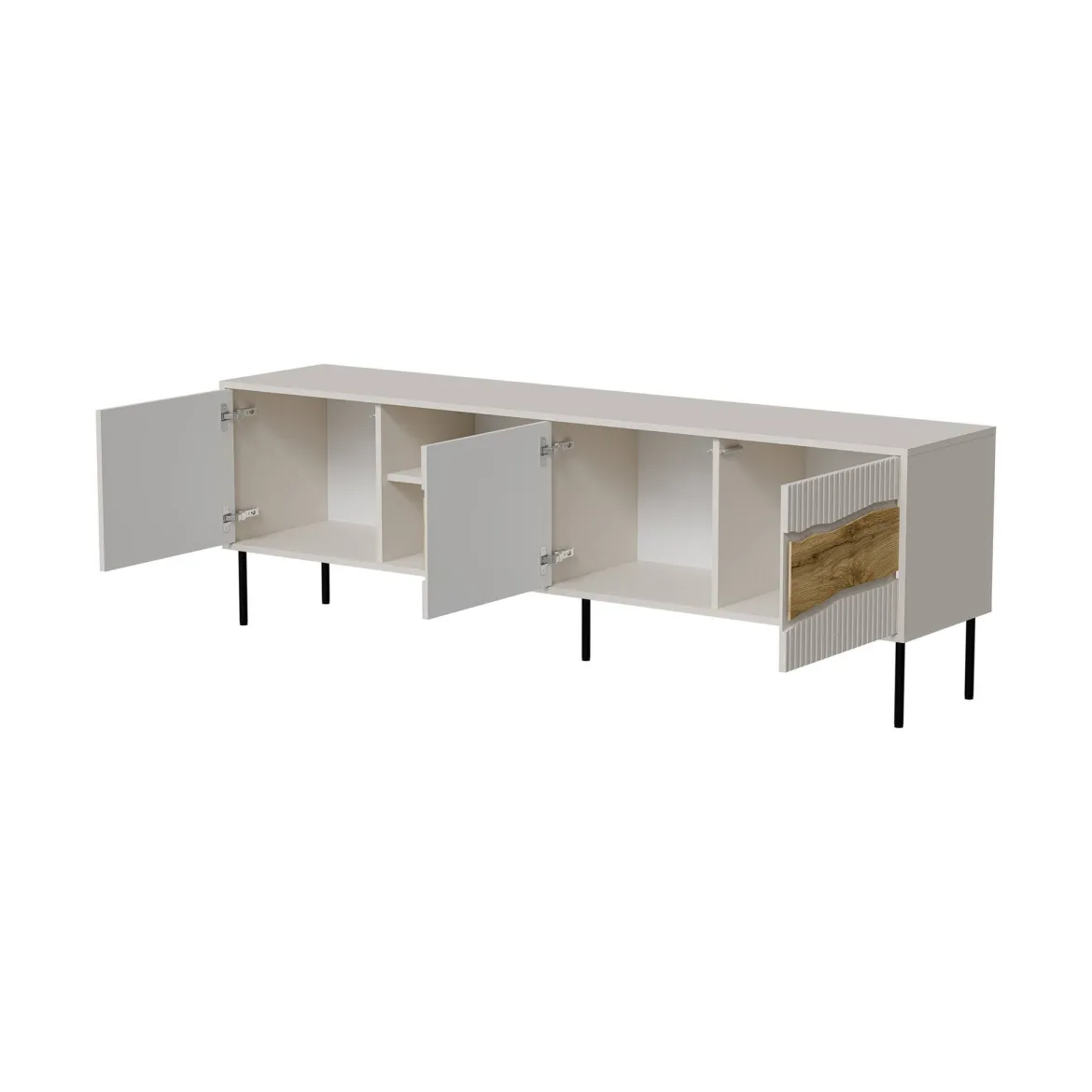 Mobile porta TV Luvinate, 190x40 h62 cm, Beige e Rovere Nodi