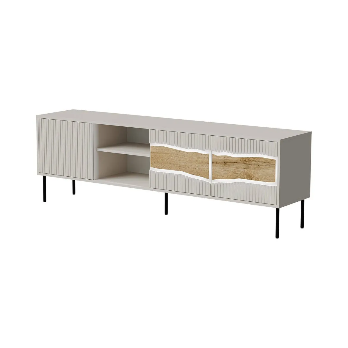 Mobile porta TV Luvinate, 190x40 h62 cm, Beige e Rovere Nodi