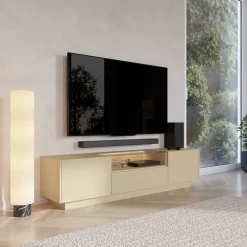 Mobile Porta tv Marrone Chiaro Marrone Rovere un Cassetto 2 Ripiani 176x40x43h cm, 2 Ante - Kakaha