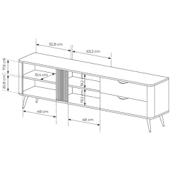 Mobile Porta tv Marrone Noce 2 Cassetti 3 Ripiani 195x38x61h cm, 2 Ante - Kamirili