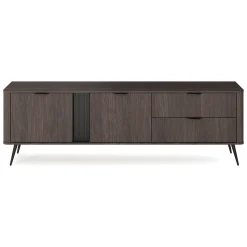 Mobile Porta tv Marrone Noce 2 Cassetti 3 Ripiani 195x38x61h cm, 2 Ante - Kamirili