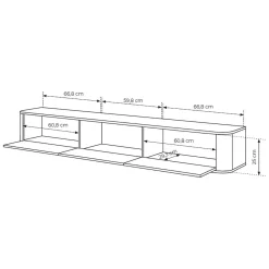 Mobile Porta tv Marrone Noce 3 Cassetti un Ripiano 200x34x28h cm, 3 Vani - Kahate