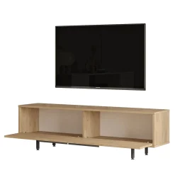 Mobile Porta tv Marrone Noce Marrone Quercia Apertura a Ribalta 2 Ante 160x35.5x45.1h cm, 2 Vani - Moimacco