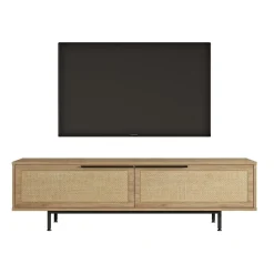 Mobile Porta tv Marrone Noce Marrone Quercia Apertura a Ribalta 2 Ante 160x35.5x45.1h cm, 2 Vani - Moimacco