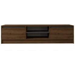 Mobile Porta tv Marrone Noce Nero Cassetti un Ripiano 180x30x50h cm, 2 Ante - Abishia