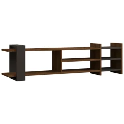 Mobile Porta tv Marrone Noce Noce Antracite 2 Ripiani 5 Vani 156x30x40h cm, Peso Supportato 40 kg - Zubiena