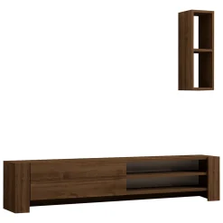 Mobile Porta tv Marrone Noce 2 Ripiani Apertura a Ribalta 160x27x33h cm, Un'anta - Caraglio
