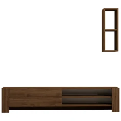 Mobile Porta tv Marrone Noce 2 Ripiani Apertura a Ribalta 160x27x33h cm, Un'anta - Cuorgne