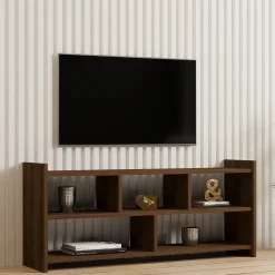 Mobile Porta tv Marrone Noce 5 Ripiani 5 Vani 118x28x55h cm, Peso Supportato 40 kg - Loreglia