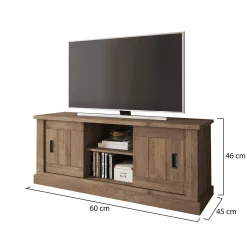 Mobile Porta tv Marrone Noce un Ripiano Apertura Battente, a Ribalta 192x37x53h cm, 3 Ante - Trasacco