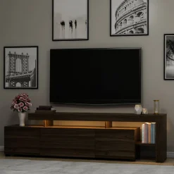 Mobile Porta tv Marrone Noce un Ripiano Apertura Battente, a Ribalta 192x37x53h cm, 3 Ante - Trasacco