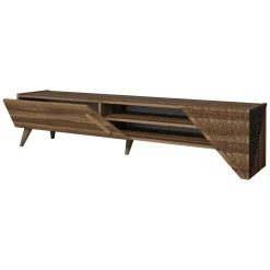 Mobile Porta tv Marrone Noce un Ripiano Un'anta 180x40x37h cm, 3 Vani - Campli