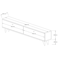 Mobile Porta tv Marrone Noce 2 Vani 2 Ante 160x25x40h cm, Apertura a Ribalta - Atestino