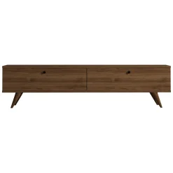 Mobile Porta tv Marrone Noce 2 Vani 2 Ante 160x25x40h cm, Apertura a Ribalta - Atestino