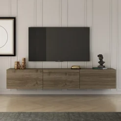 Mobile Porta tv Marrone Noce 4 Vani 4 Ante 180x35x50h cm, Apertura a Ribalta - Visco