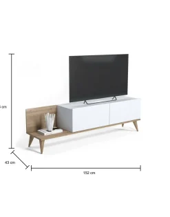 Mobile Porta tv Marrone Quercia 2 Ante Apertura a Ribalta 152x43x35h cm, Chiusura a Ribalta