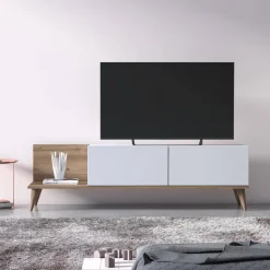 Mobile Porta tv Marrone Quercia 2 Ante Apertura a Ribalta 152x43x35h cm, Chiusura a Ribalta
