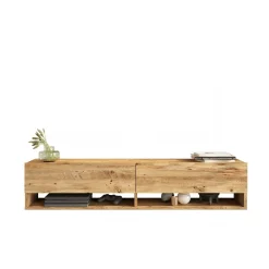 Mobile Porta tv Marrone Quercia 3 Ripiani 2 Ante 140x31.6x29.1h cm, 4 Vani - Veneto