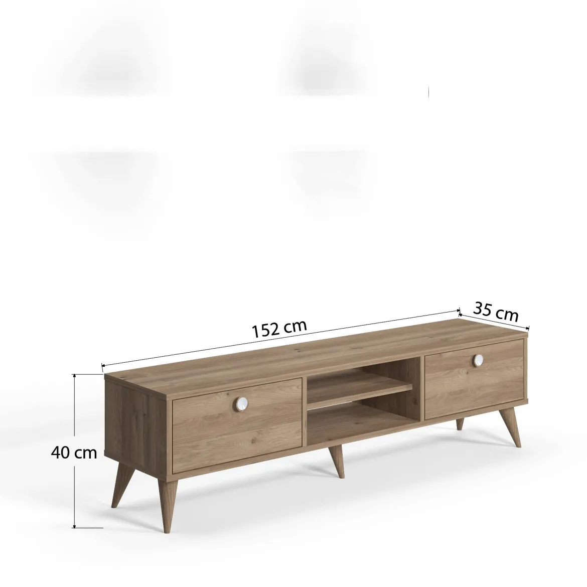 Mobile Porta tv Marrone Quercia un Ripiano Apertura Maniglia 182x44x63h cm, 2 Vani - Silea