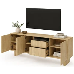 Mobile Porta tv Marrone Rovere 2 Ripiani 2 Ante 141x30x31h cm, 4 Vani - Olmi
