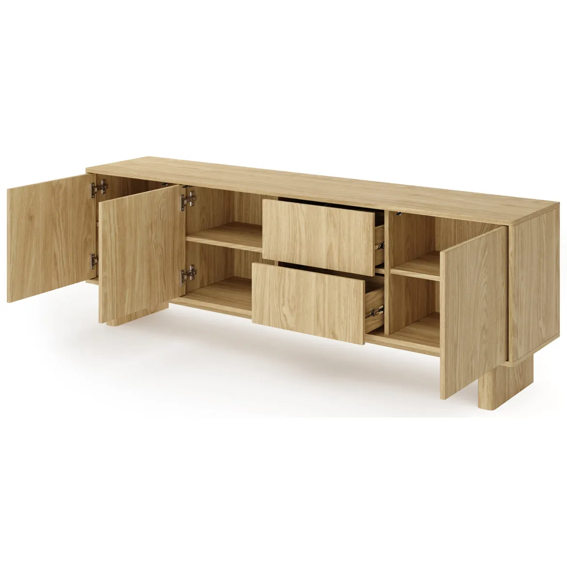 Mobile Porta tv Marrone Rovere 2 Ripiani 2 Ante 141x30x31h cm, 4 Vani - Olmi